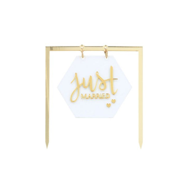Caketopper JUST MARRIED gold/Acryl
