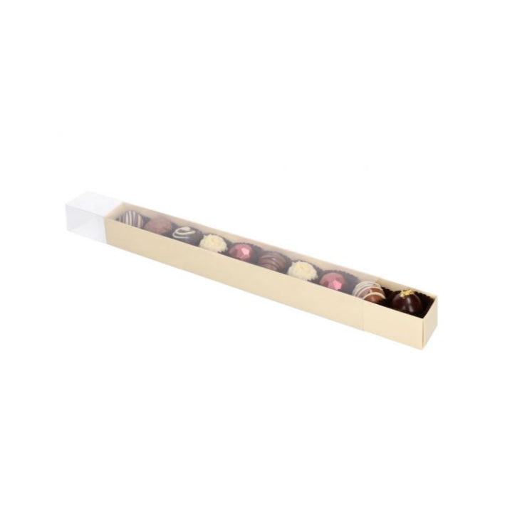 Pralinenschachtel, Pralinen Verpackung, Trüffelstange für 10 Trüffel, champagner