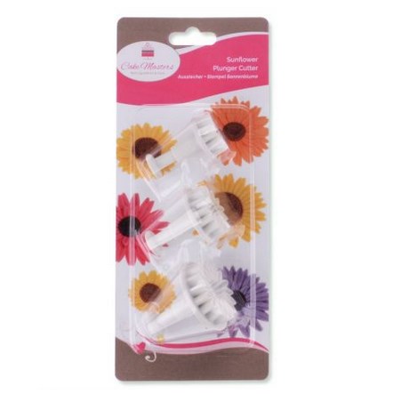 Sonnenblumen-, Gänseblümchen-, Gerbera-Ausstecher + Stempel 2er - Kuchenwunder-Shop