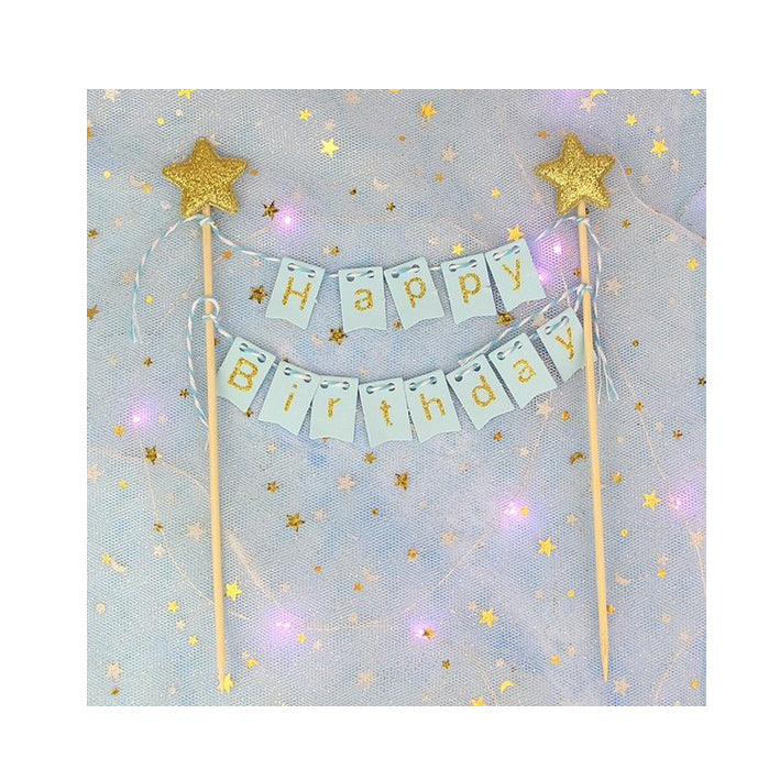 Cake Topper Wimpelkette Geburtstag, hellblau