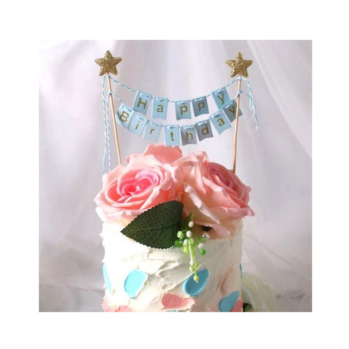 Cake Topper Wimpelkette Geburtstag, hellblau