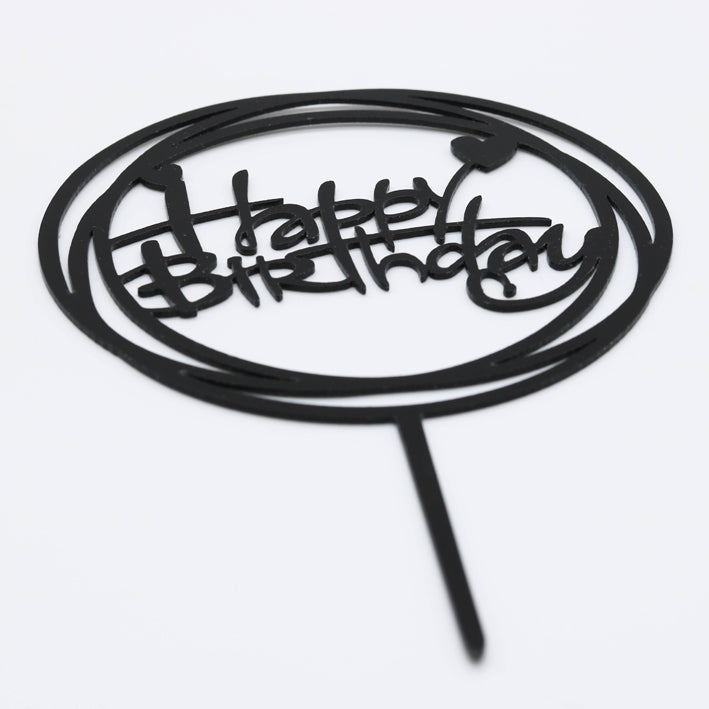 Caketopper HAPPY BIRTHDAY schwarz - Kuchenwunder-Shop