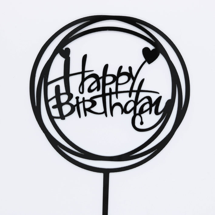 Caketopper HAPPY BIRTHDAY schwarz - Kuchenwunder-Shop