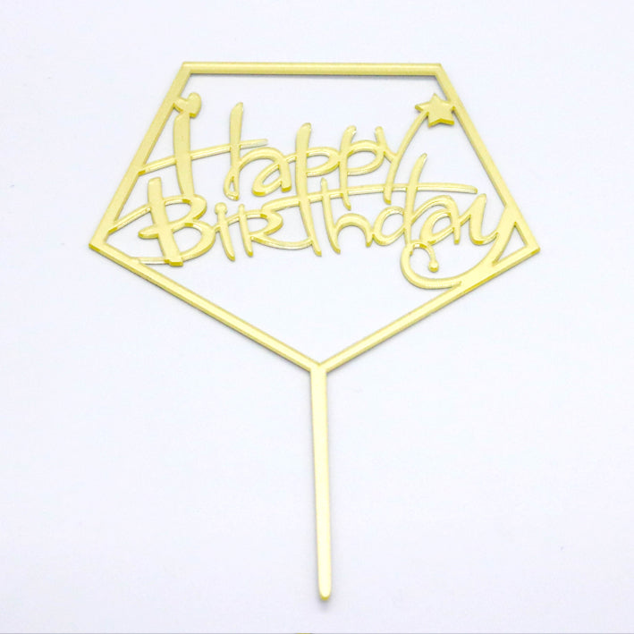 Caketopper HAPPY BIRTHDAY Hexagon/gold - Kuchenwunder-Shop