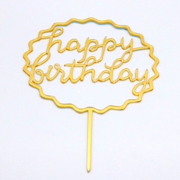 Caketopper HAPPY BIRTHDAY Gold/Zackenrand - Kuchenwunder-Shop