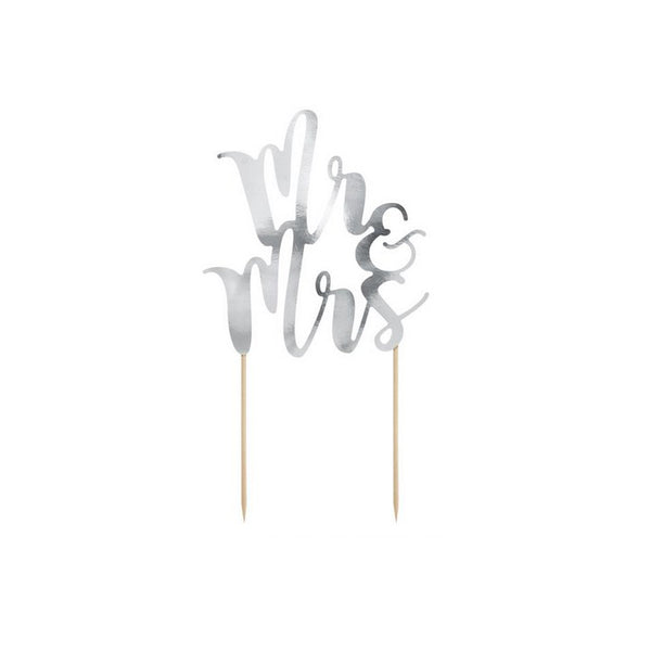 Cake Topper Mr. & Mrs. - Silber aus Papier - Kuchenwunder-Shop
