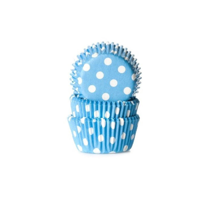 MINI-Cupcakeform, Baking Cups Polkadot Blau, 60 Stück - Kuchenwunder-Shop