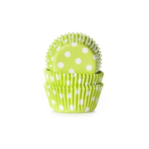 MINI-Cupcakeform, Baking cups Polkadot LIME GREEN, 60 Stück - Kuchenwunder-Shop