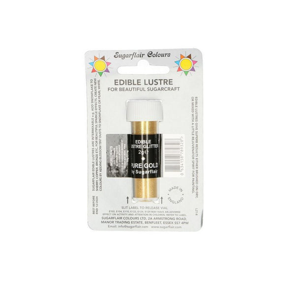 Sugarflair Puderfarbe, Glitzer Lustre Pure Gold 2 g - Kuchenwunder-Shop