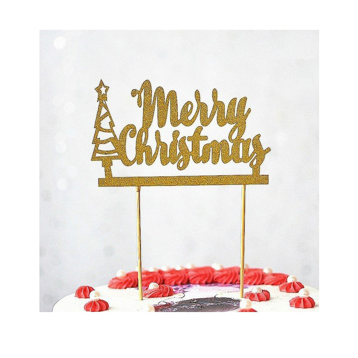 Caketopper Merry Christmas gold, Papier