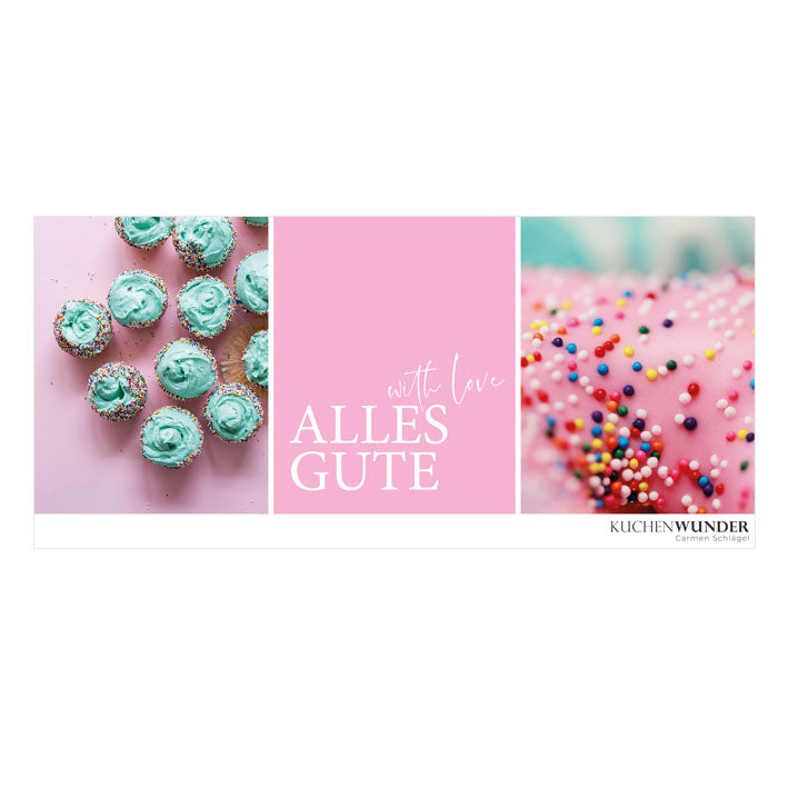 10 € - Onlineshop-Gutschein (Gutscheinkarte im Wunschdesign) - Kuchenwunder-Shop