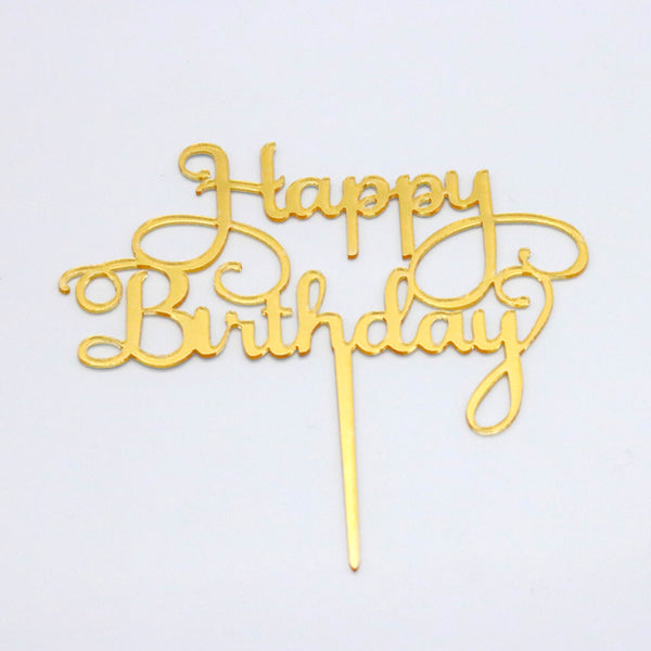 Caketopper HAPPY BIRTHDAY Schriftzug Gold - Kuchenwunder-Shop