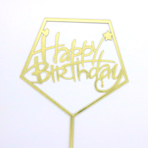 Caketopper HAPPY BIRTHDAY Hexagon/gold - Kuchenwunder-Shop