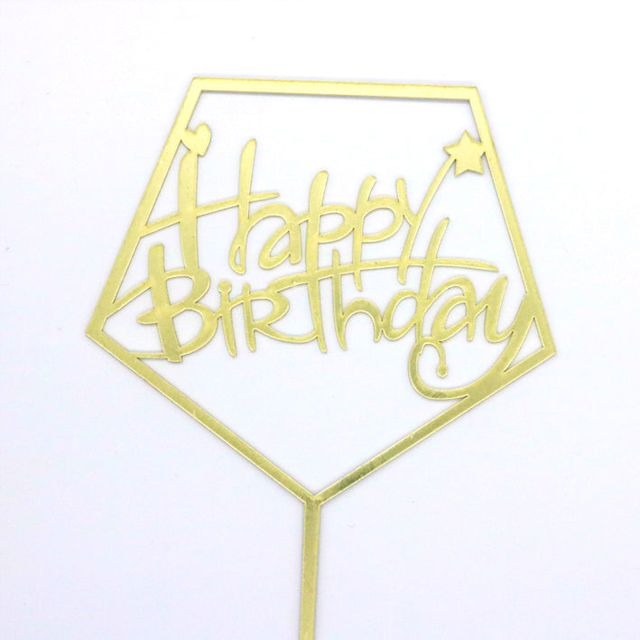 Caketopper HAPPY BIRTHDAY Hexagon/gold - Kuchenwunder-Shop
