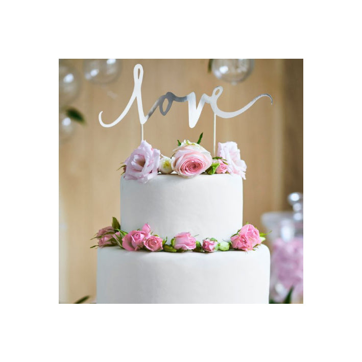 Cake Topper Love - Silber aus Papier