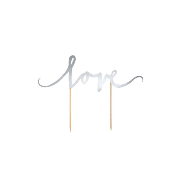 Cake Topper Love - Silber aus Papier