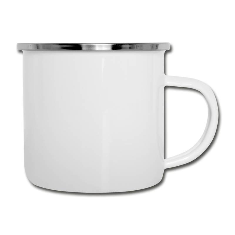 Happiness is a piece of cake - Emaille-Tasse - Weiß