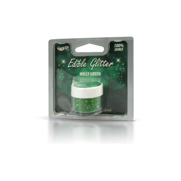 Rainbow Dust Glitzer Pulver essbar, Holly Green, Weihnachtsgrün 5 g
